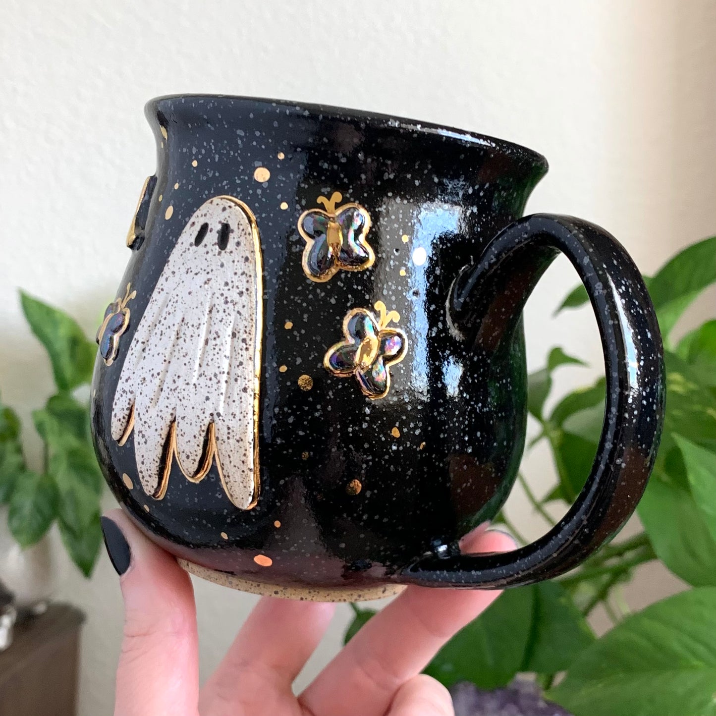 PRE-ORDER • Butterfly Ghost Mug • Raven Glaze *READ FULL DETAILS*