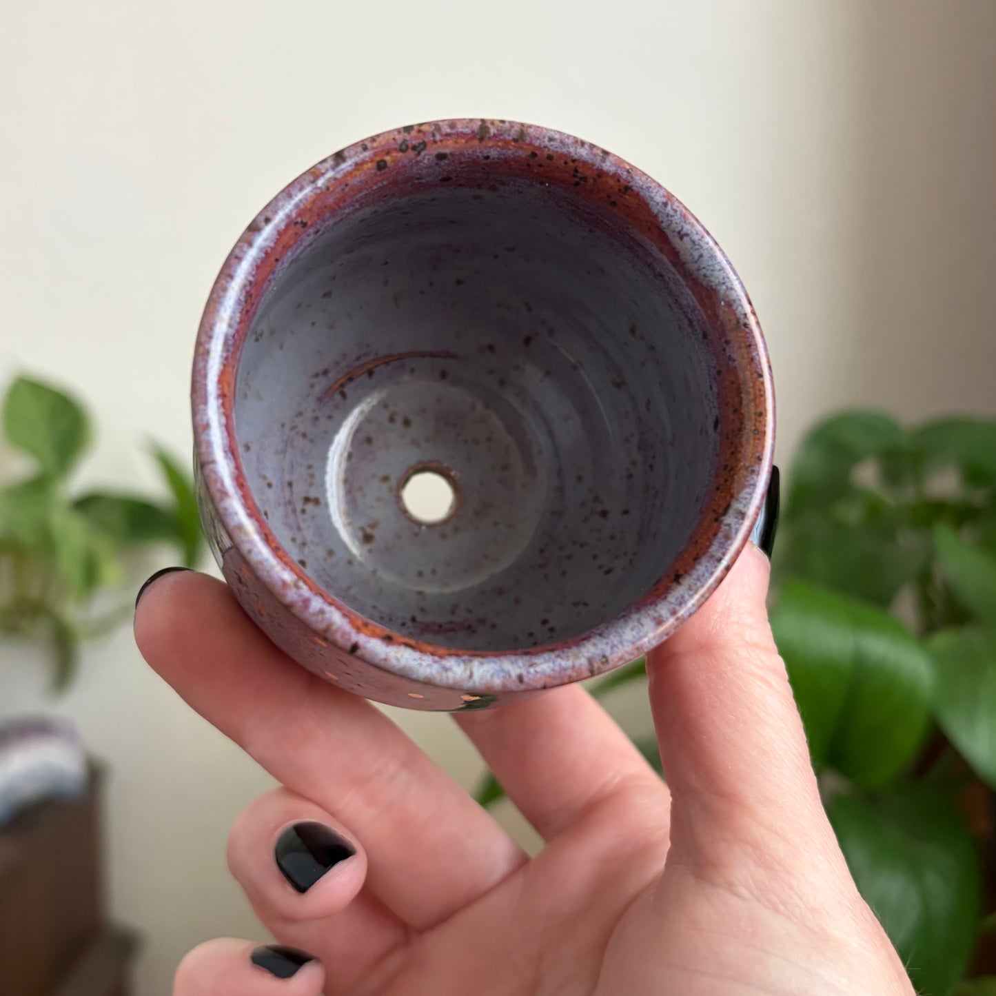 Moon + Star Mini Planter • Drippy Déjà Vu Glaze • Drainage