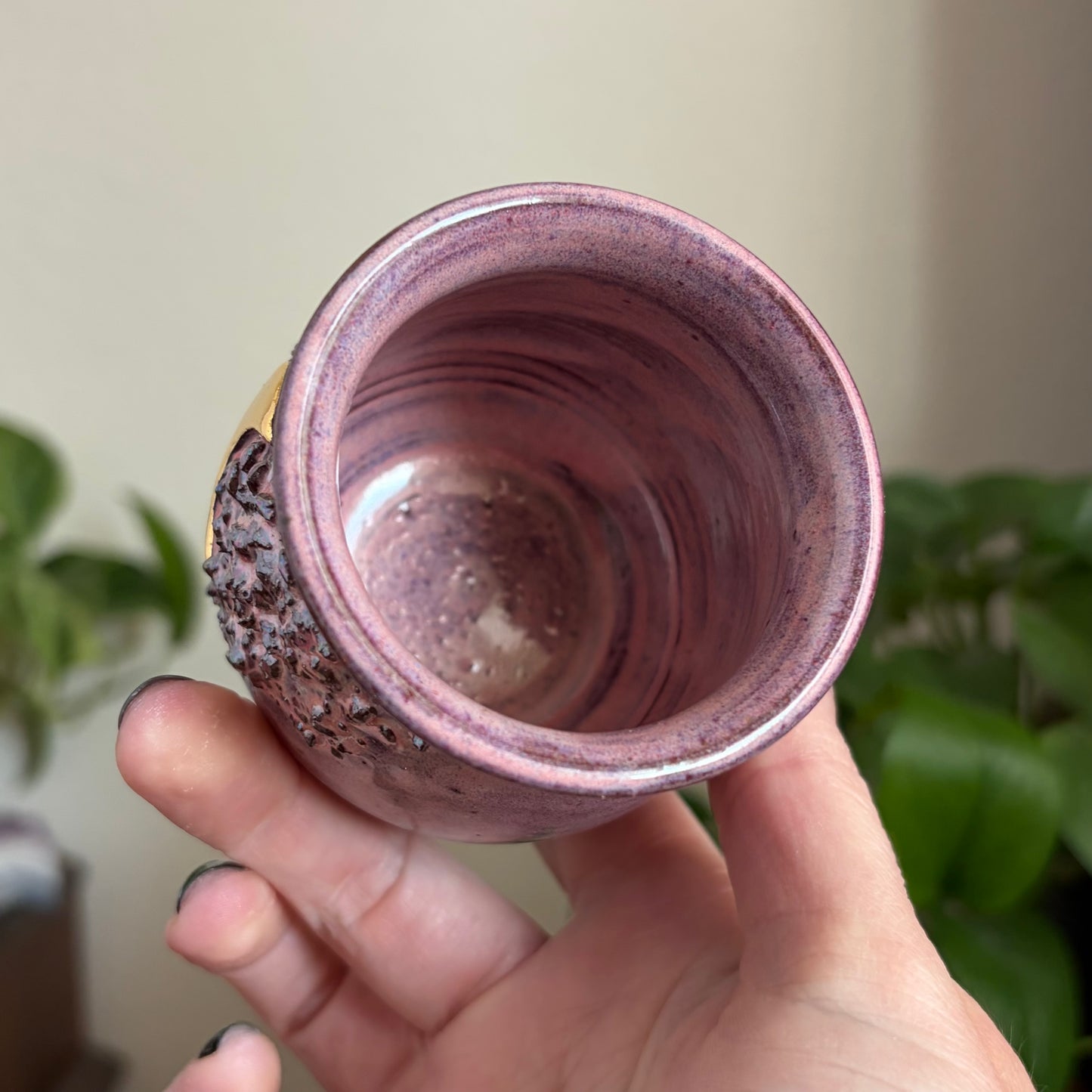 Crystal Crescent Moon Mini Ritual Cauldron • Bubblegum Glaze