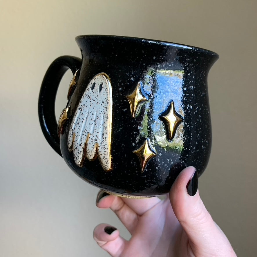 PRE-ORDER • Starry Ghost Mug • Raven Glaze *READ FULL DETAILS*