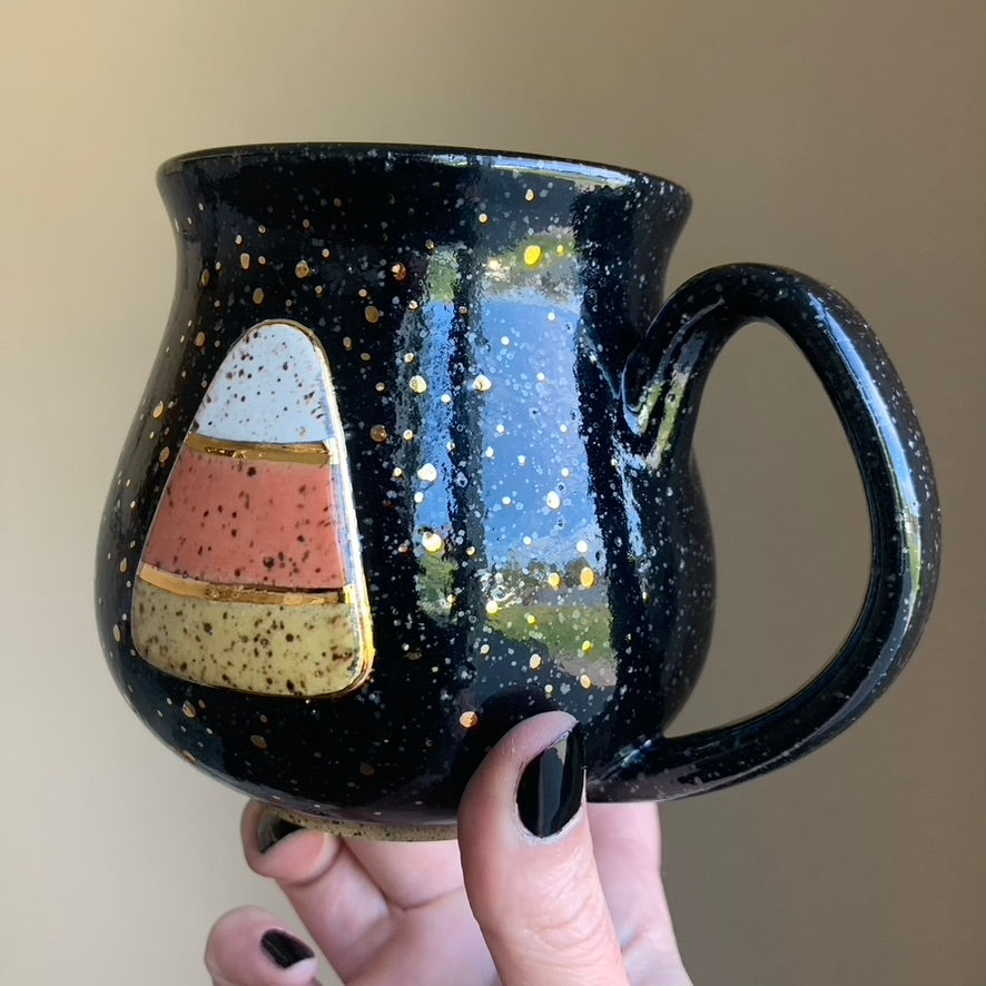PRE-ORDER • The Candy Corn Mug • Raven Glaze *READ FULL DETAILS*