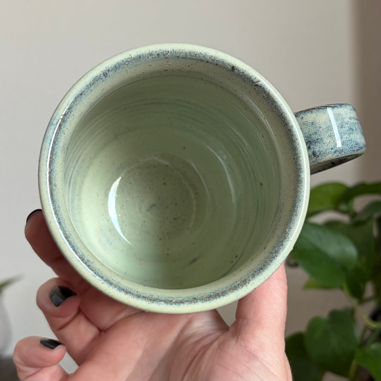 Cat in the Moon + Stars Mug • Meadow Glaze • 14 fl oz