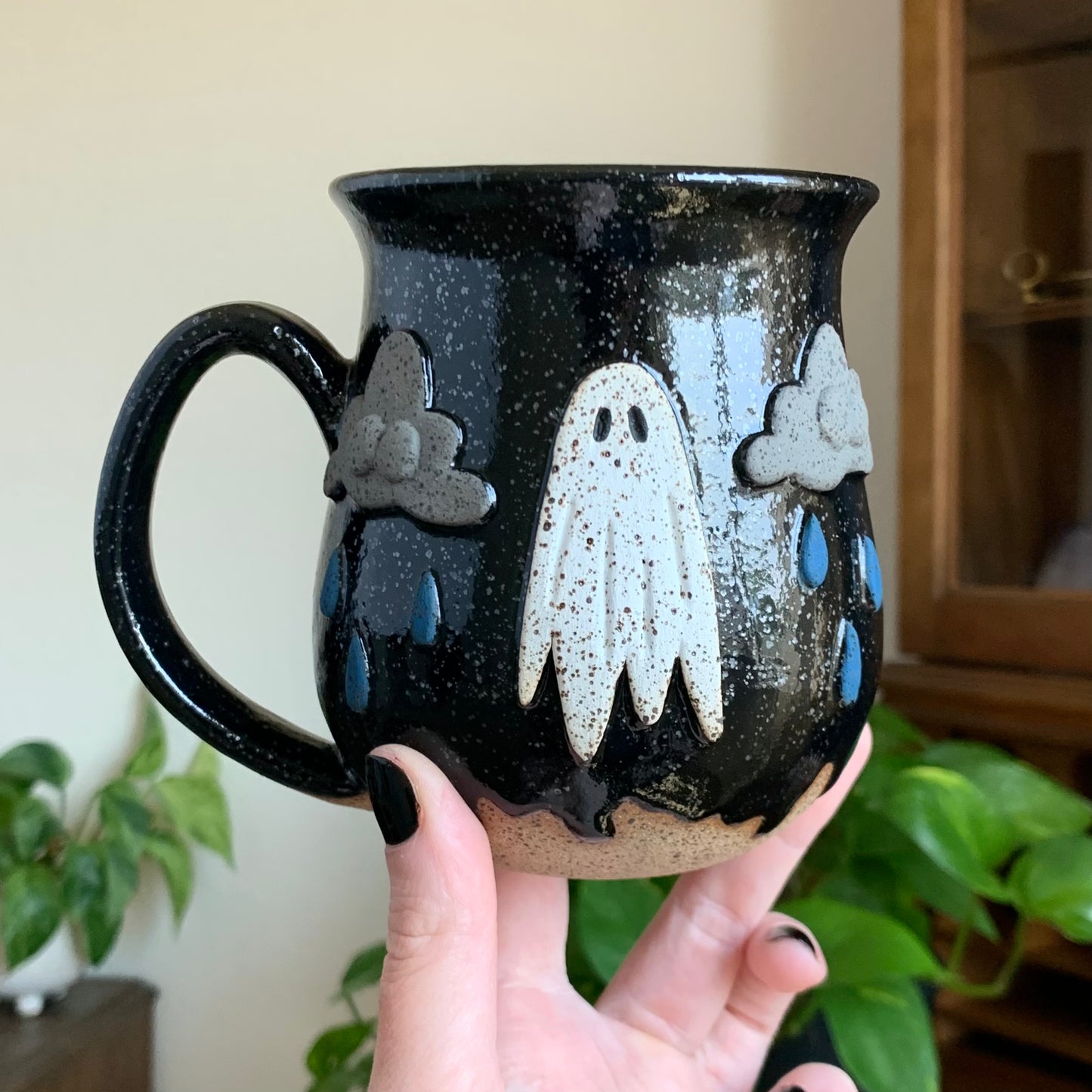 PRE-ORDER • Gloomy Ghost Mug • Raven Glaze *READ FULL DETAILS*