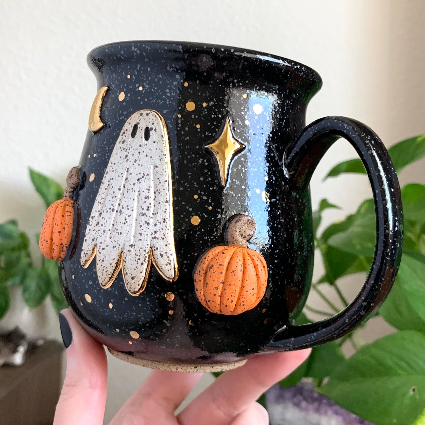 PRE-ORDER • Pumpkin Ghost Mug • Raven Glaze *READ FULL DETAILS*