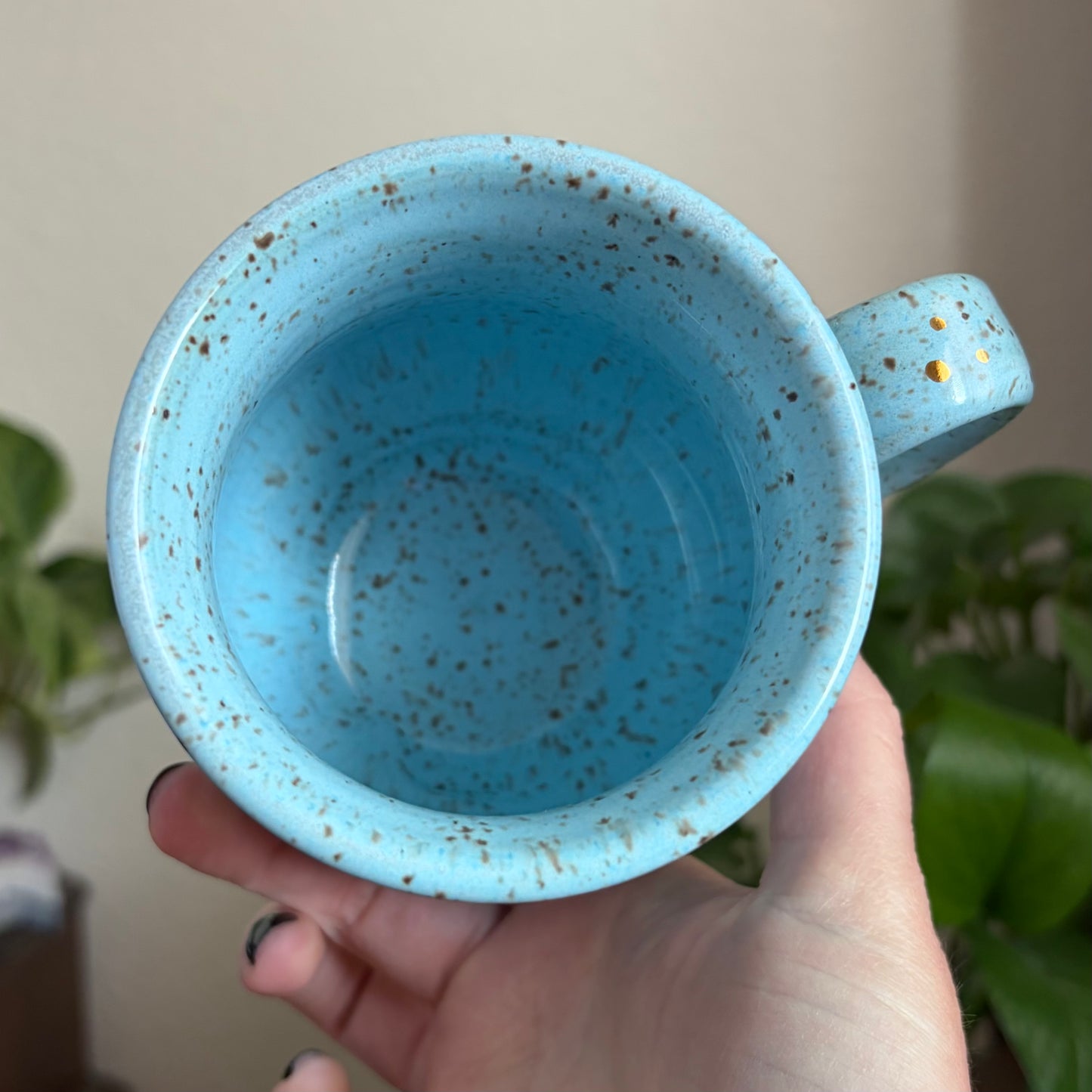 Cat in the Moon + Stars Mug • Sky Glaze • 15 fl oz