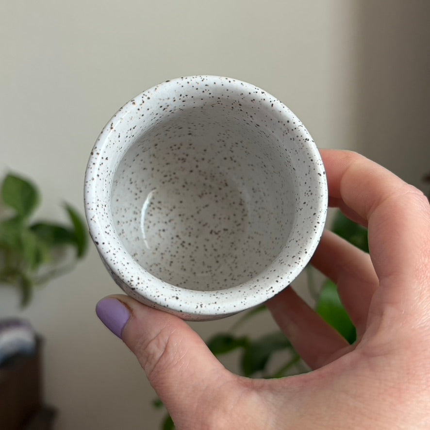 Full Moon + Stars Mini Ritual Cauldron • Snow Glaze