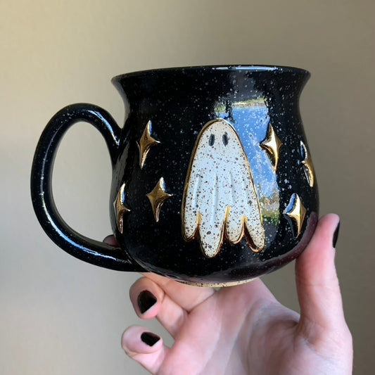 PRE-ORDER • Starry Ghost Mug • Raven Glaze *READ FULL DETAILS*