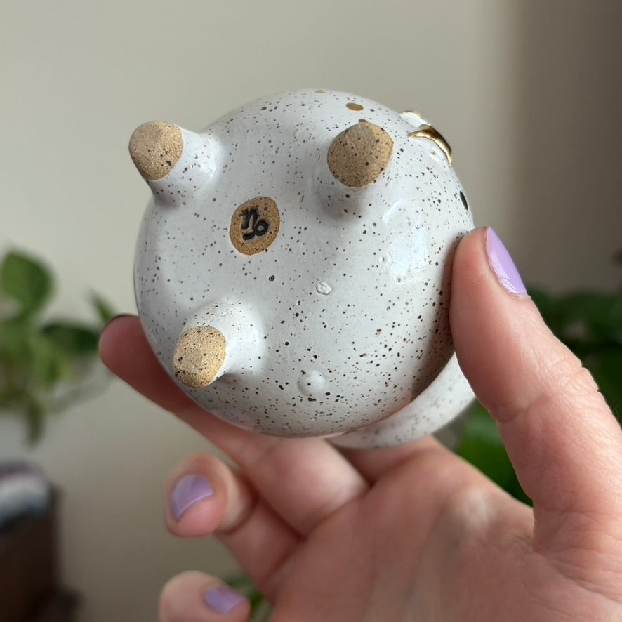 Full Moon + Stars Mini Ritual Cauldron • Snow Glaze