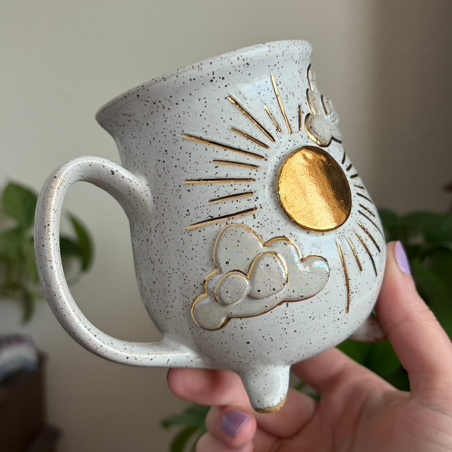 Mostly Sunny Cauldron Mug • Snow Glaze • 15 fl oz