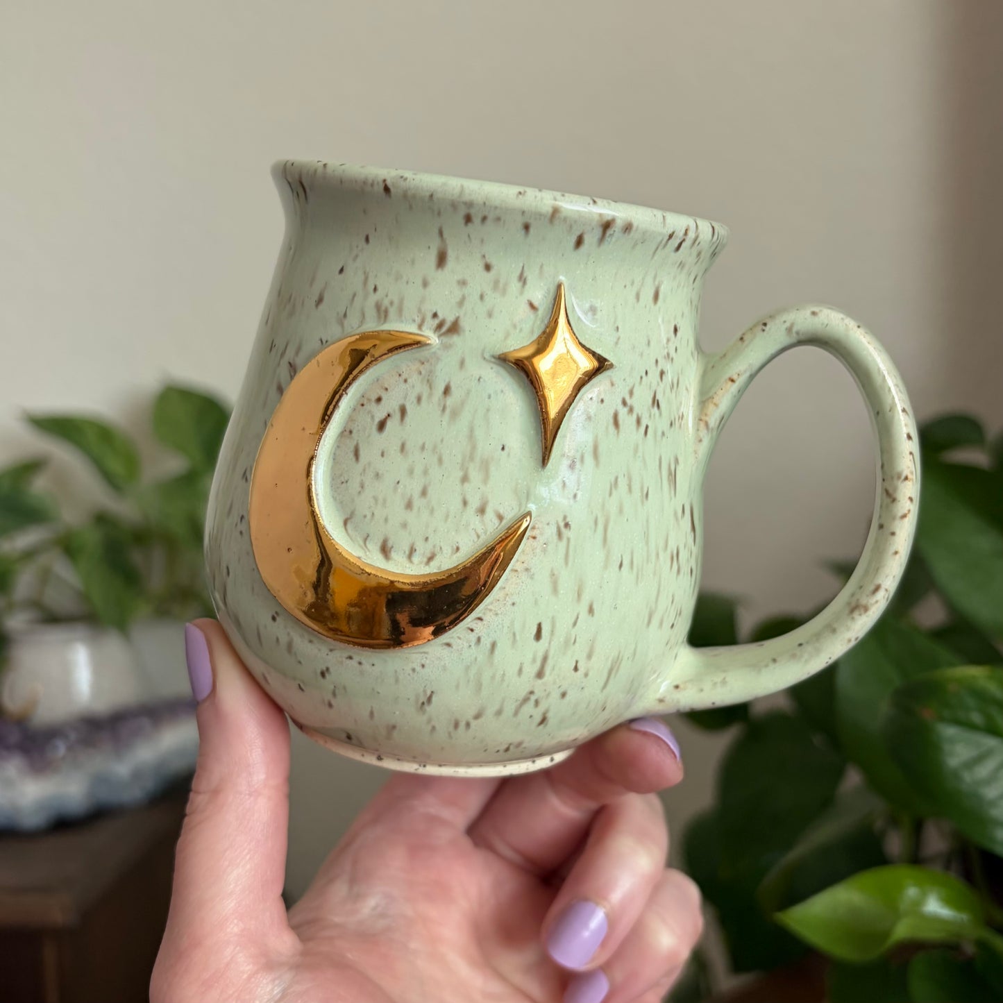Moon + Star Mug • Meadow Glaze • 13 fl oz