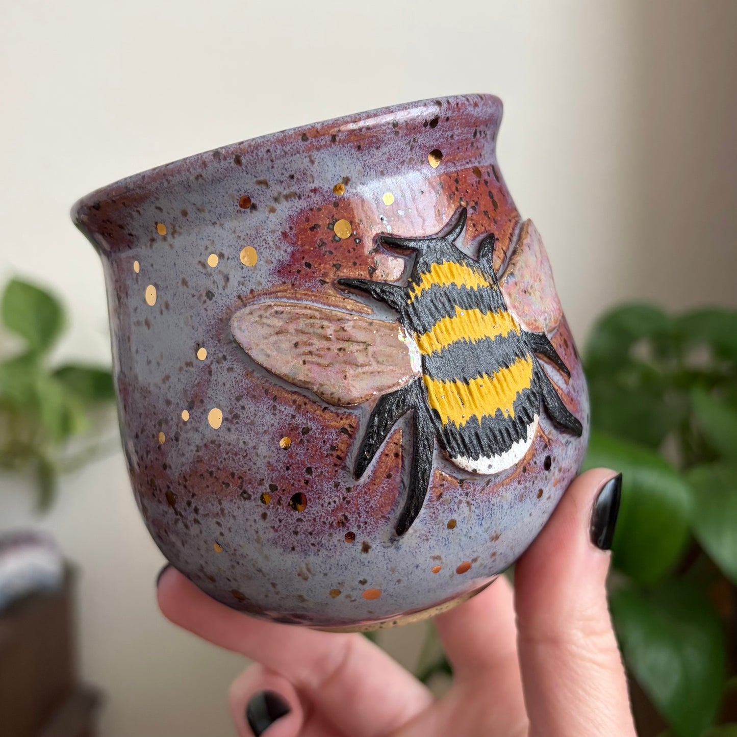 Bee Small Planter • Déjà Vu Glaze • Drainage