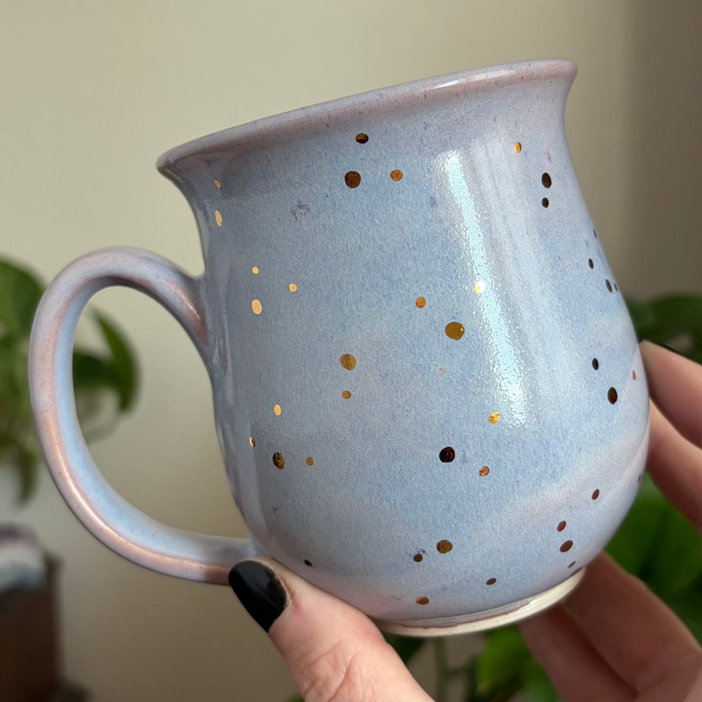 Cat in the Moon + Stars Mug • Lavender Haze Glaze • 15 fl oz