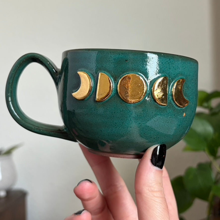Moon Phase Mug • Emerald Glaze • 9 fl oz