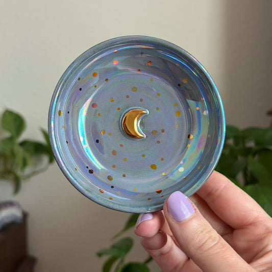 Crescent Moon Small Bowl • Aura Blue Glaze