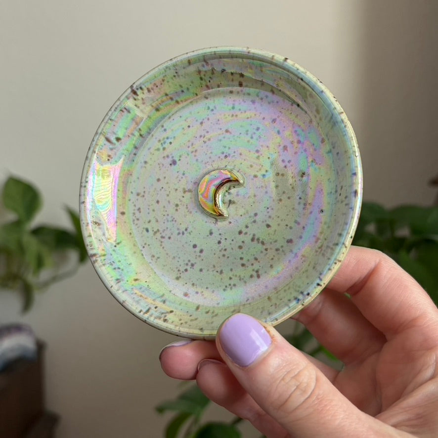 Crescent Moon Ring Bowl • Aura Meadow Glaze