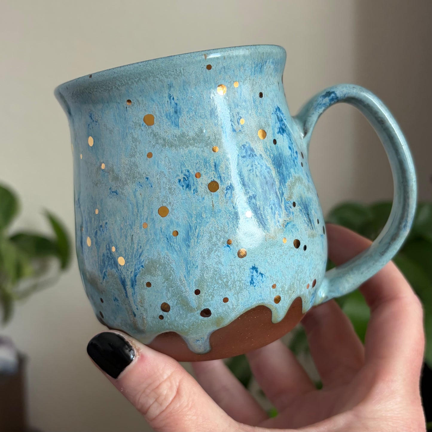 Crescent Moon + Star Mug • Drippy Mermaid Cove Glaze • 12 fl oz