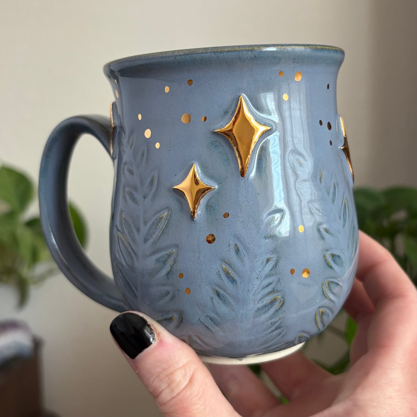 Moonlit Fern Mug • Blue Glaze • 15 fl oz