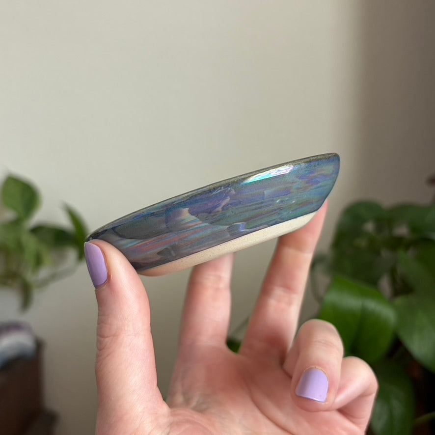 Crescent Moon Small Bowl • Aura Blue Glaze