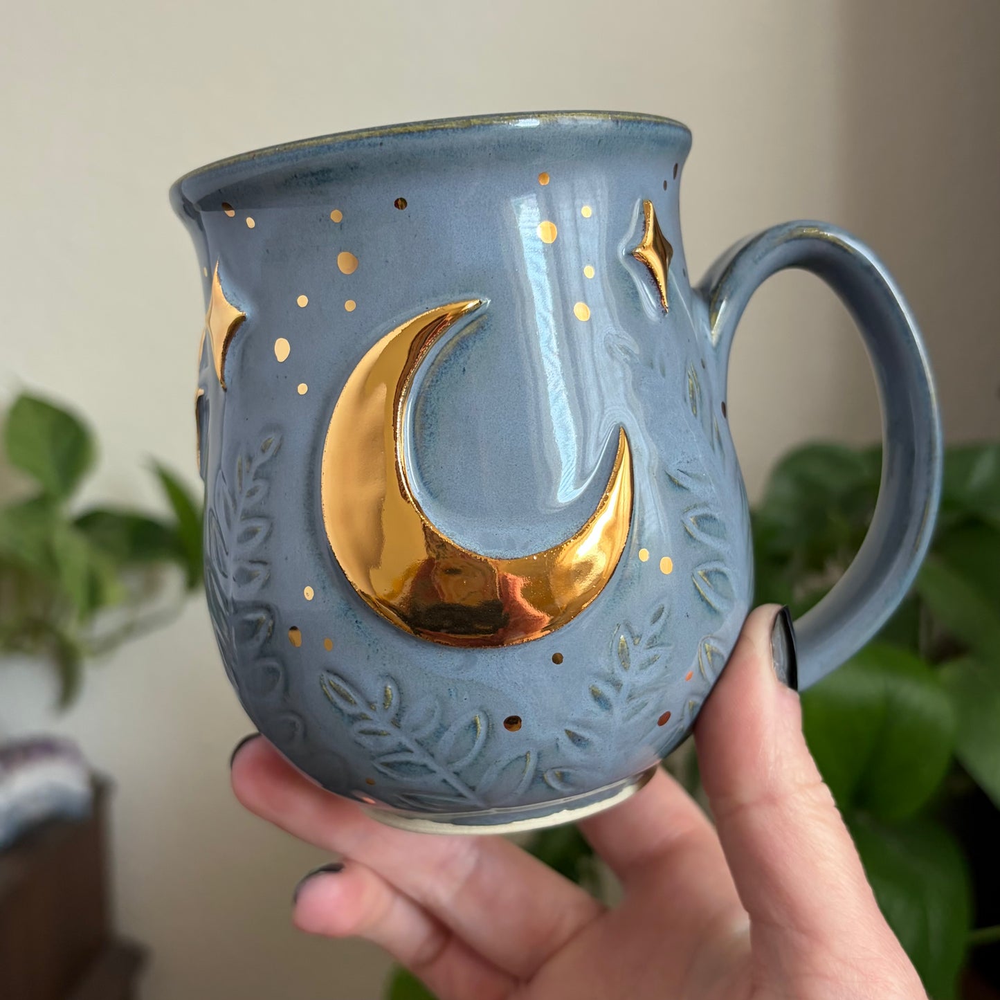 Moonlit Fern Mug • Blue Glaze • 15 fl oz