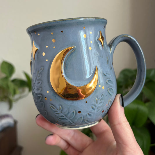 Moonlit Fern Mug • Blue Glaze • 15 fl oz