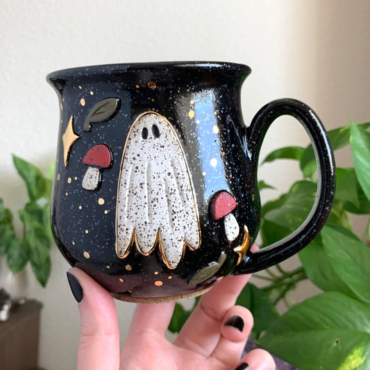 PRE-ORDER • Enchanted Ghost Mug • Raven Glaze *READ FULL DETAILS*