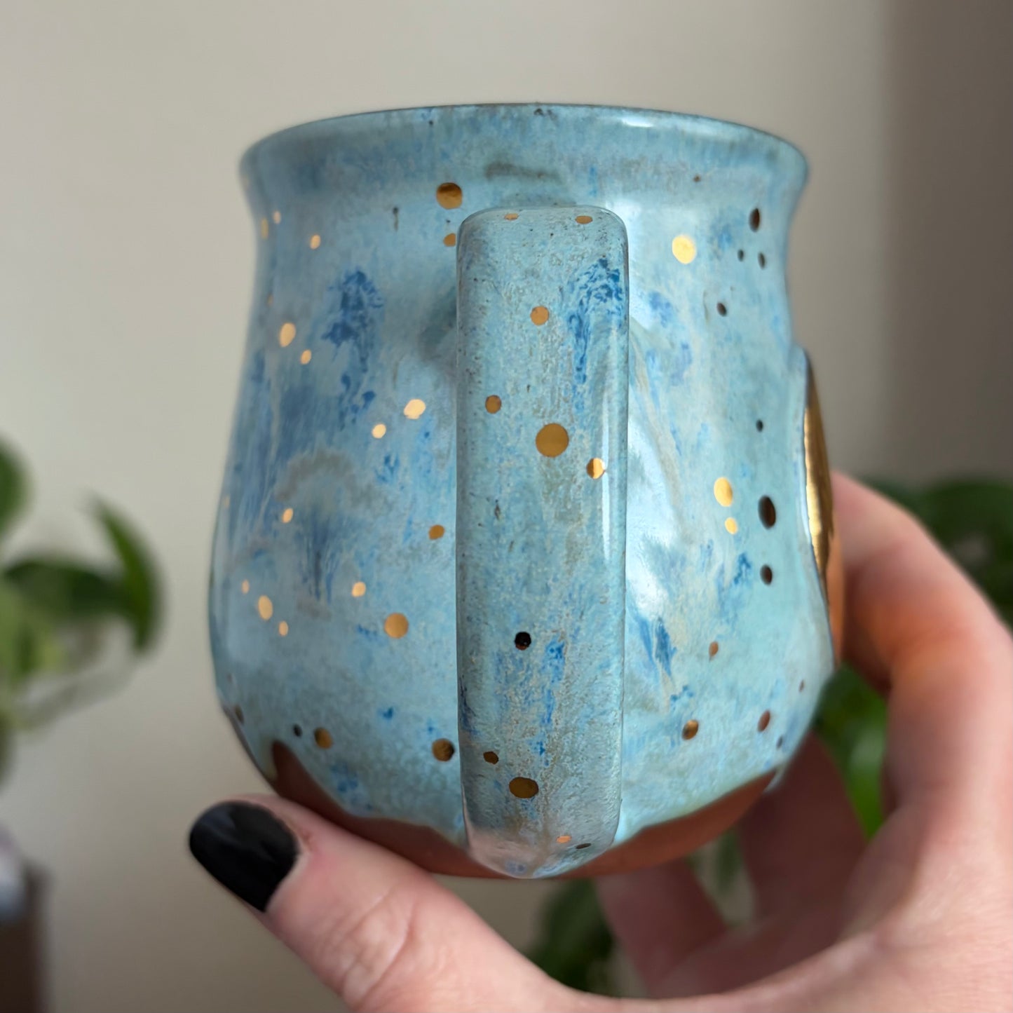 Crescent Moon + Star Mug • Drippy Mermaid Cove Glaze • 12 fl oz