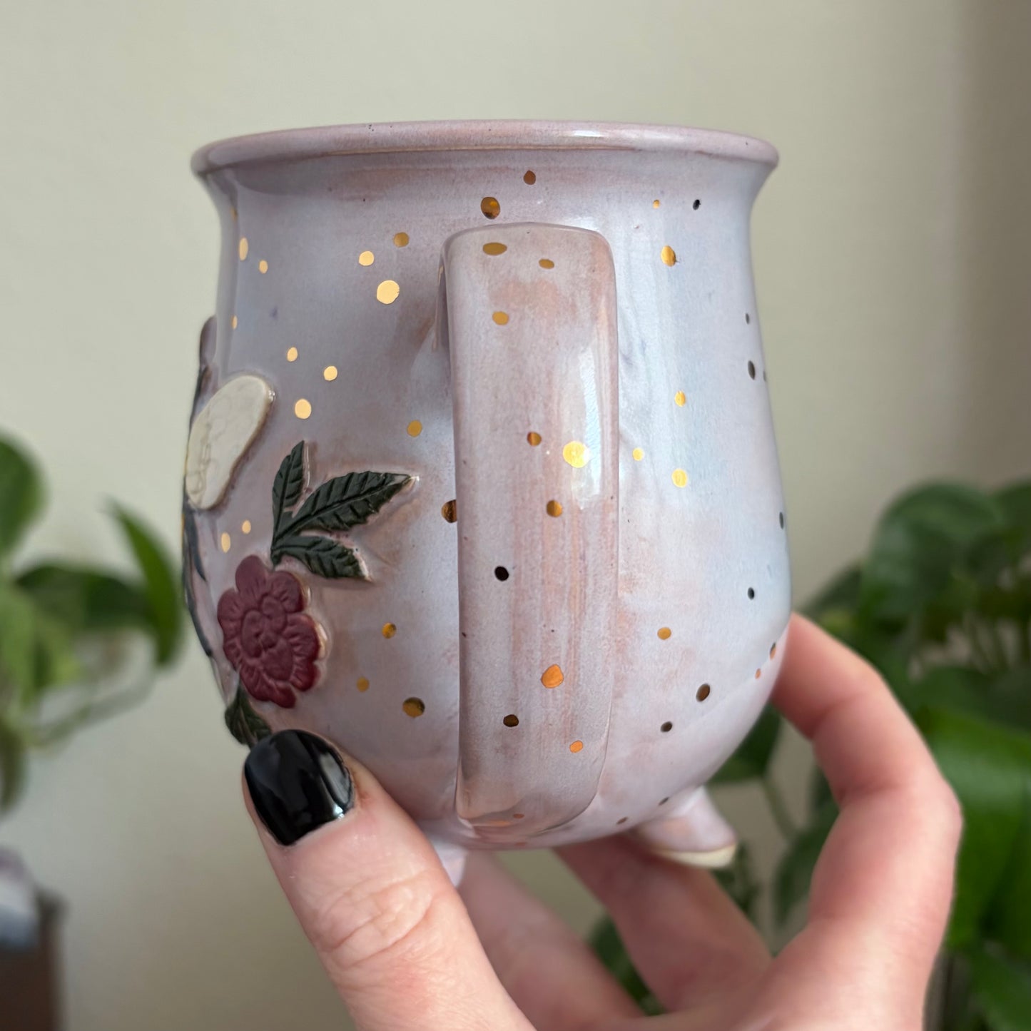 Bee + Peonies Cauldron Mug • Lavender Haze Glaze • 15 fl oz
