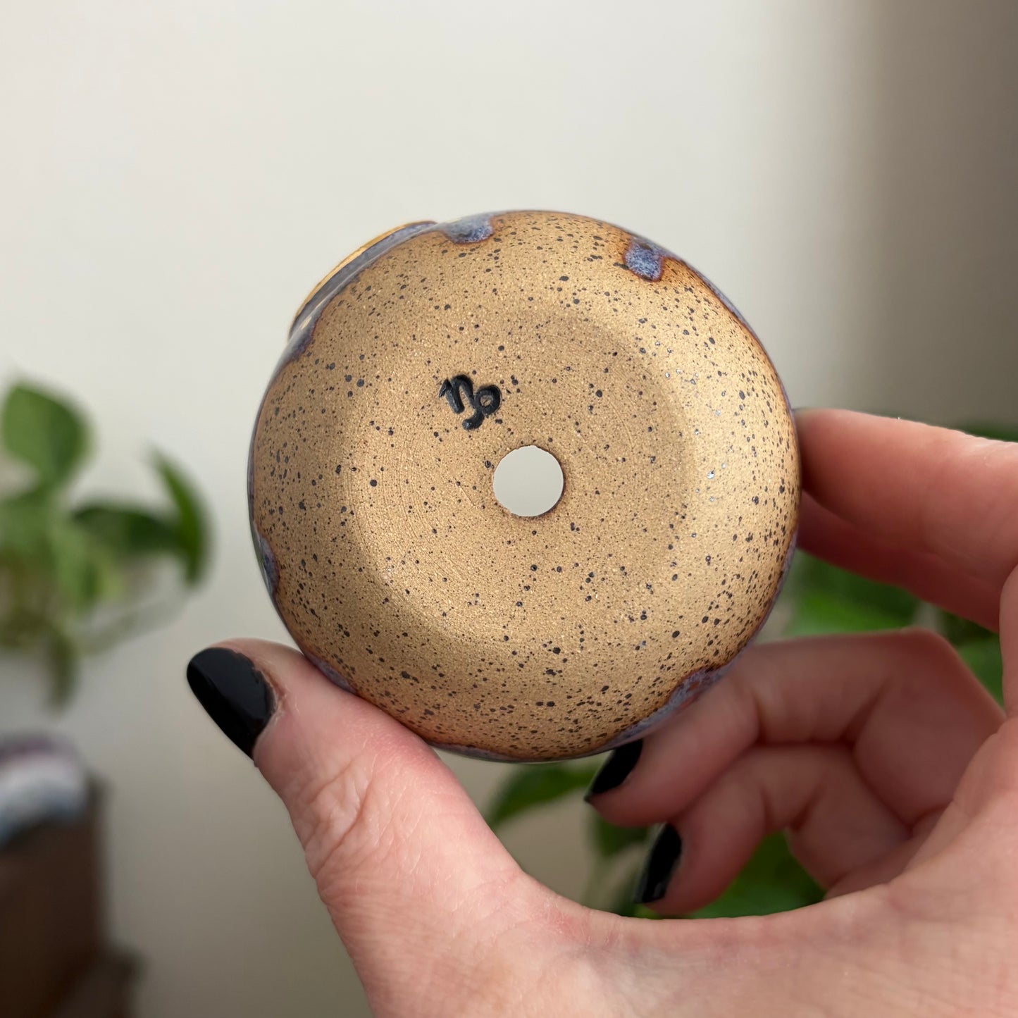 Moon + Star Mini Planter • Drippy Déjà Vu Glaze • Drainage
