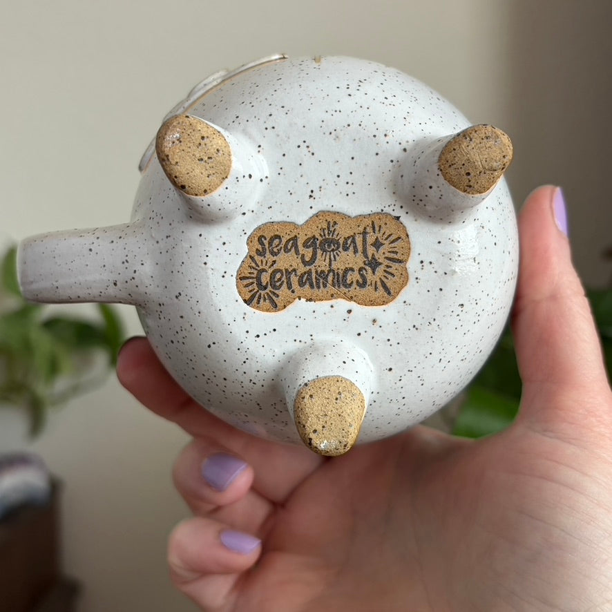 Mostly Sunny Cauldron Mug • Snow Glaze • 15 fl oz
