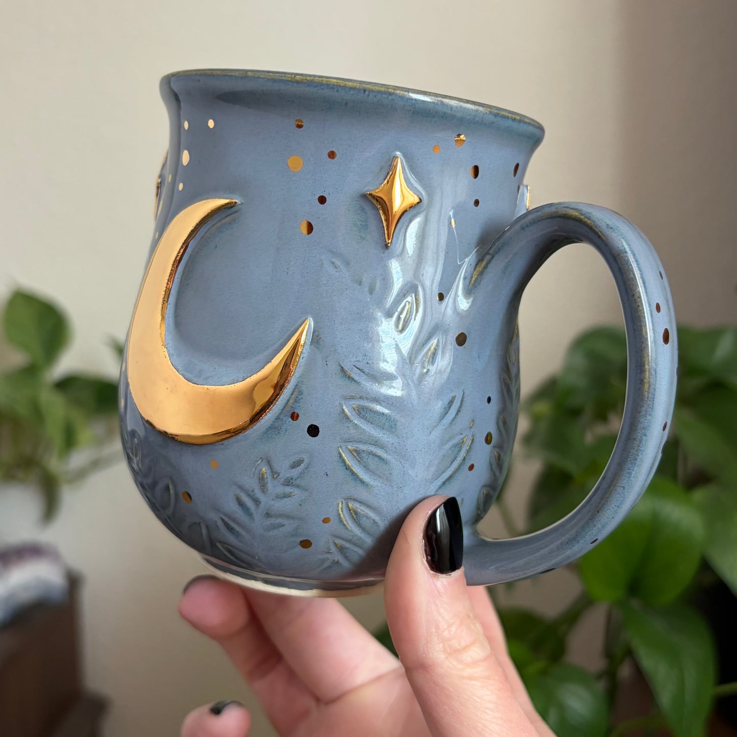 Moonlit Fern Mug • Blue Glaze • 15 fl oz