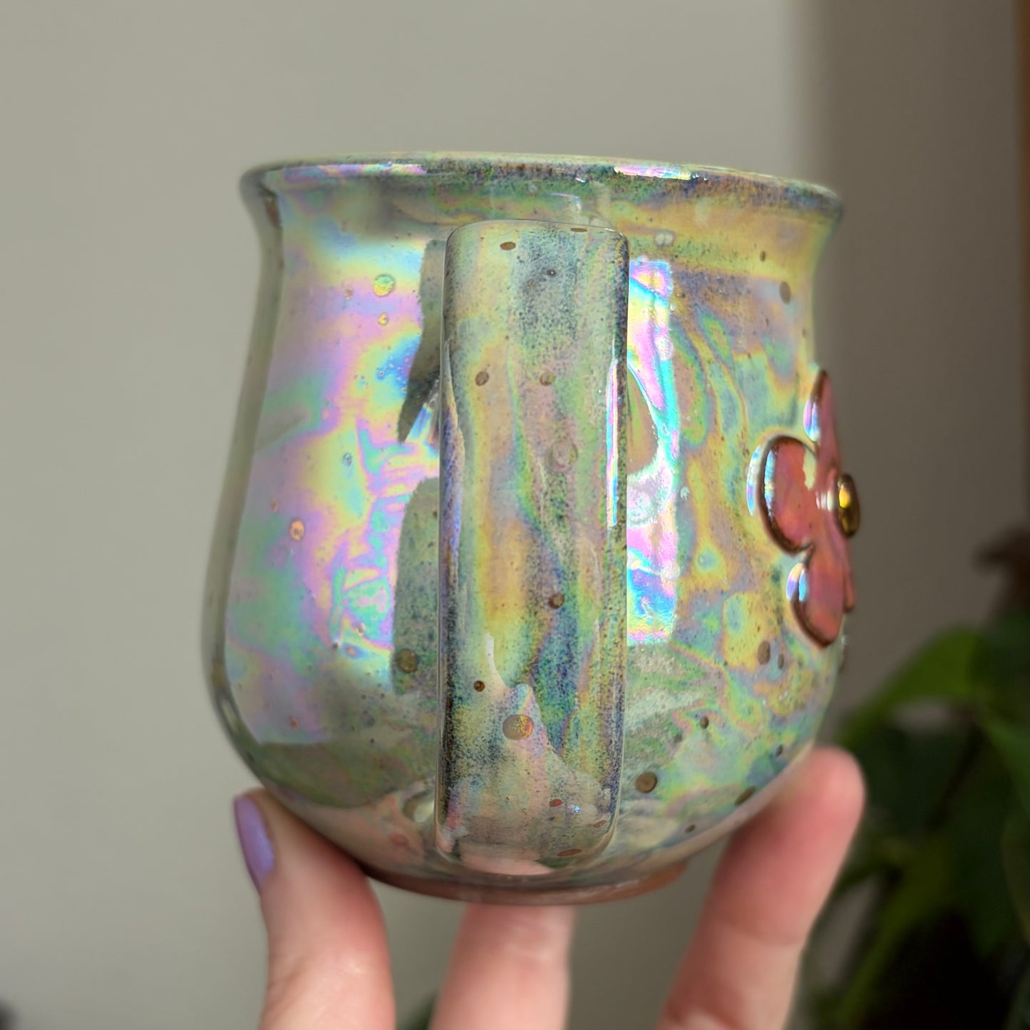Pink Flower Mug • Aura Meadow Glaze • 12 fl oz