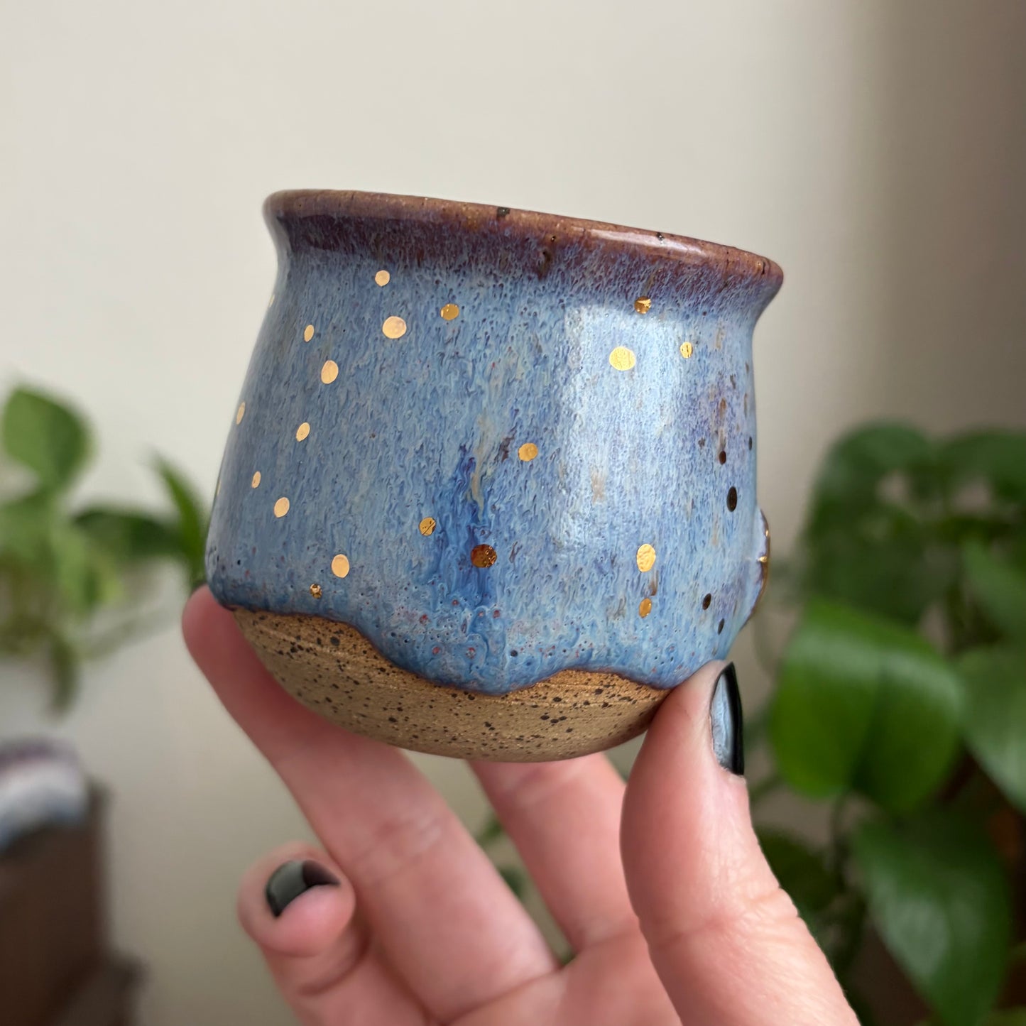 Eye + Stars Mini Planter • Drippy Déjà Vu Glaze • Drainage