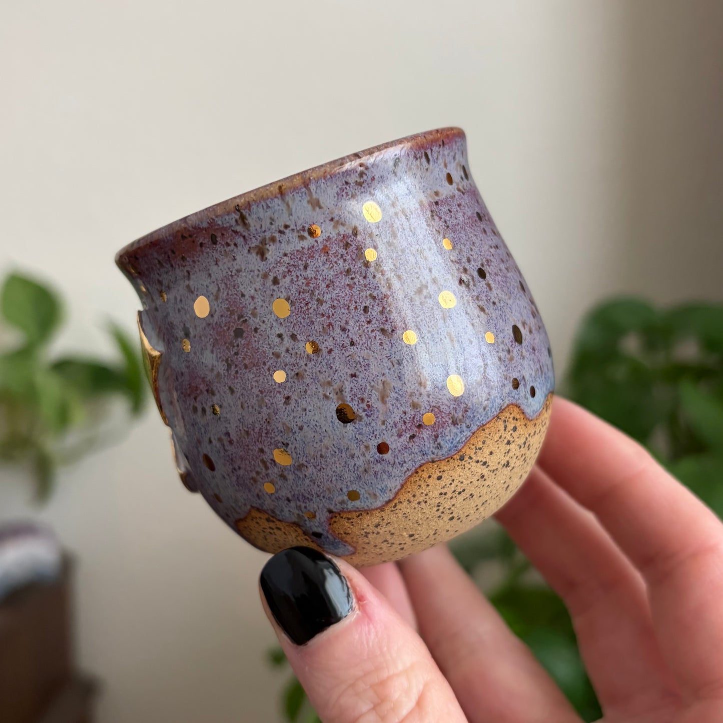 Moon + Star Mini Planter • Drippy Déjà Vu Glaze • Drainage