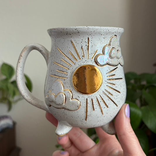 Mostly Sunny Cauldron Mug • Snow Glaze • 15 fl oz