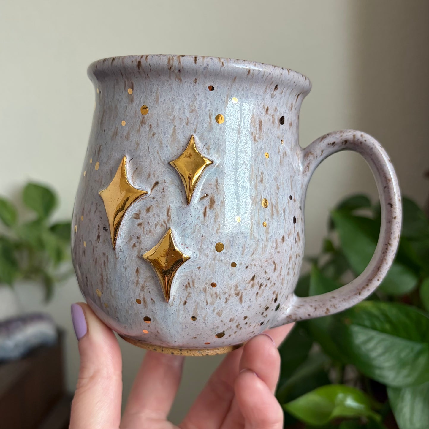 Moon + Stars Double Sided Mug • Lavender Haze Glaze • 15 fl oz
