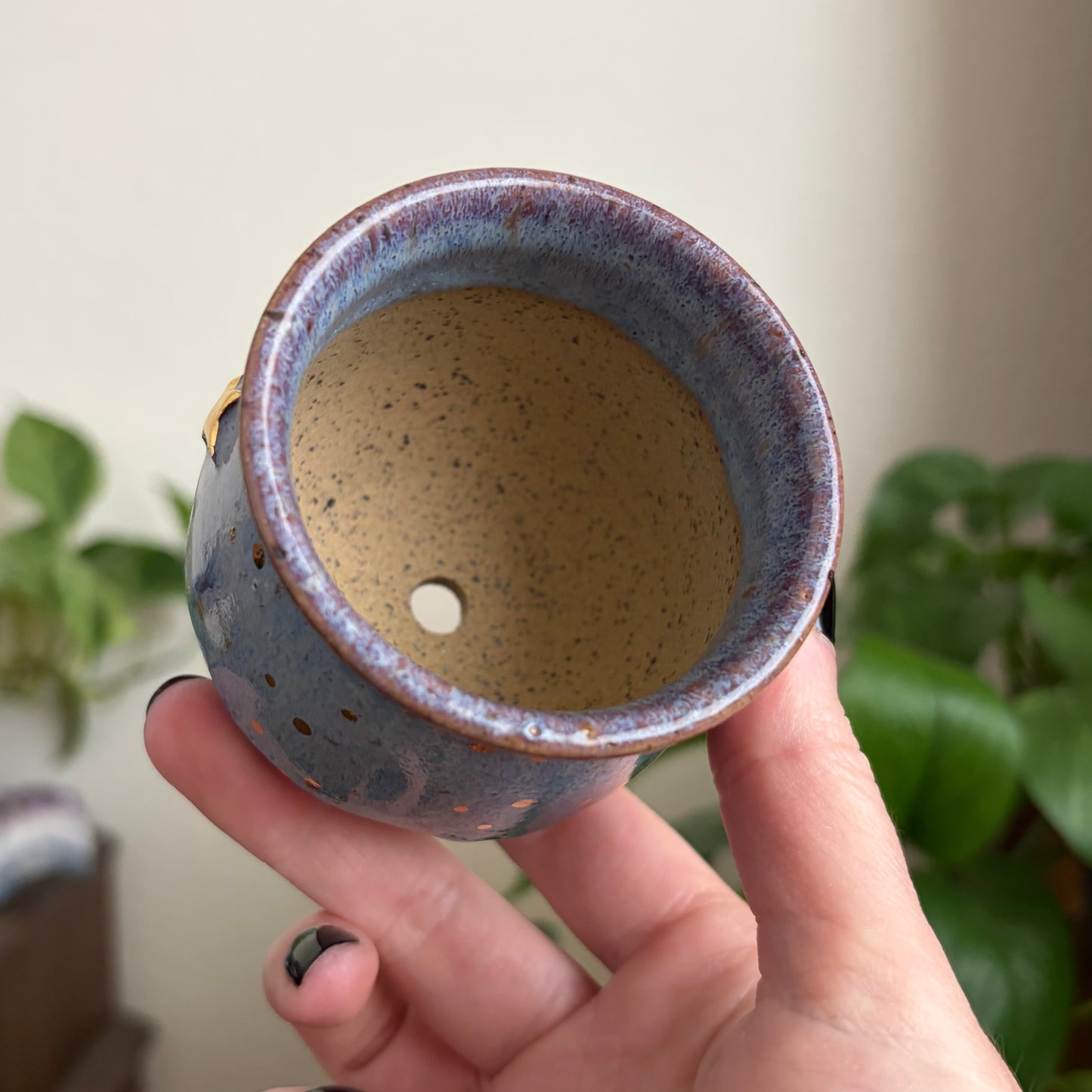 Eye + Stars Mini Planter • Drippy Déjà Vu Glaze • Drainage