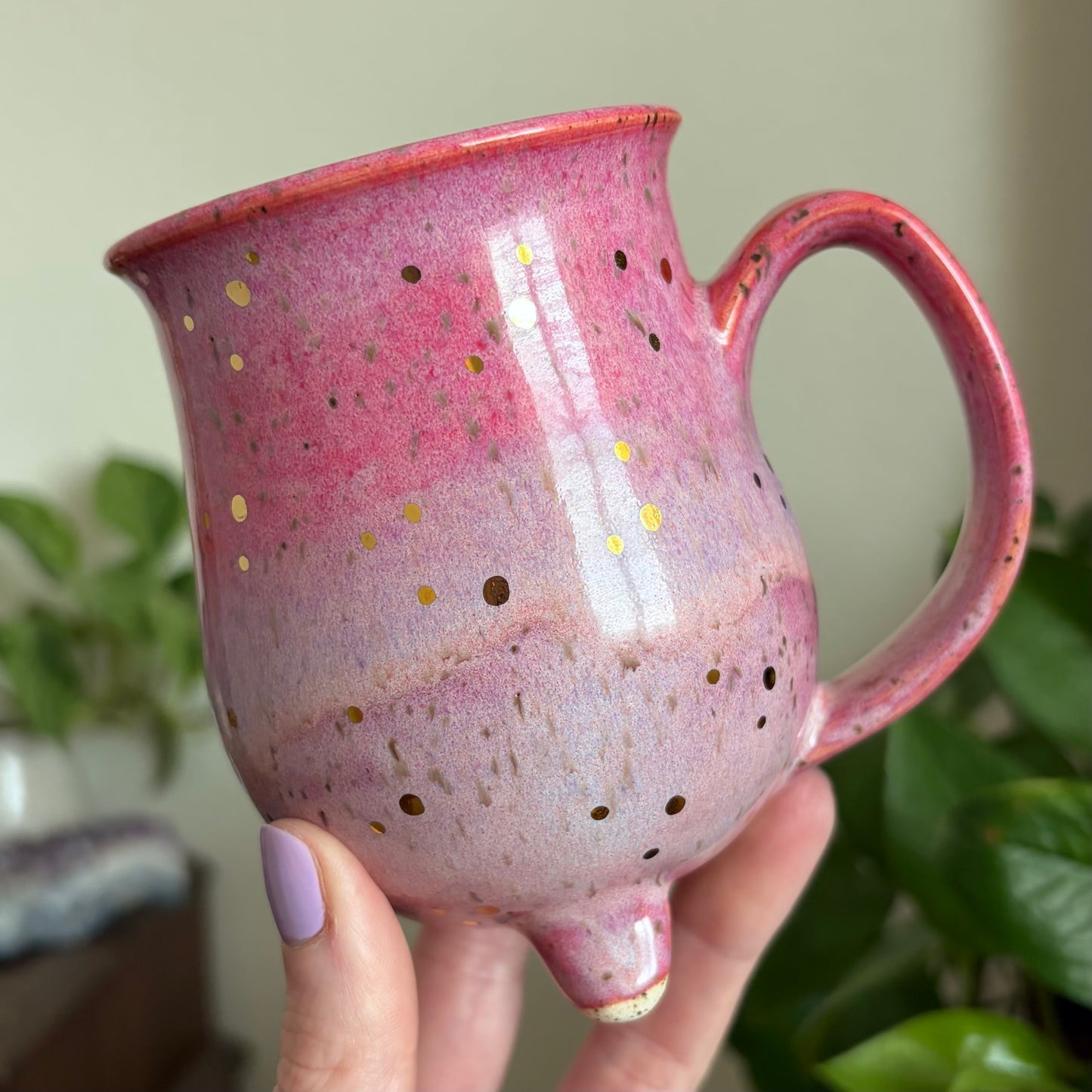 Moon Phase Cauldron Mug • Electric Cosmos Glaze • 11 fl oz