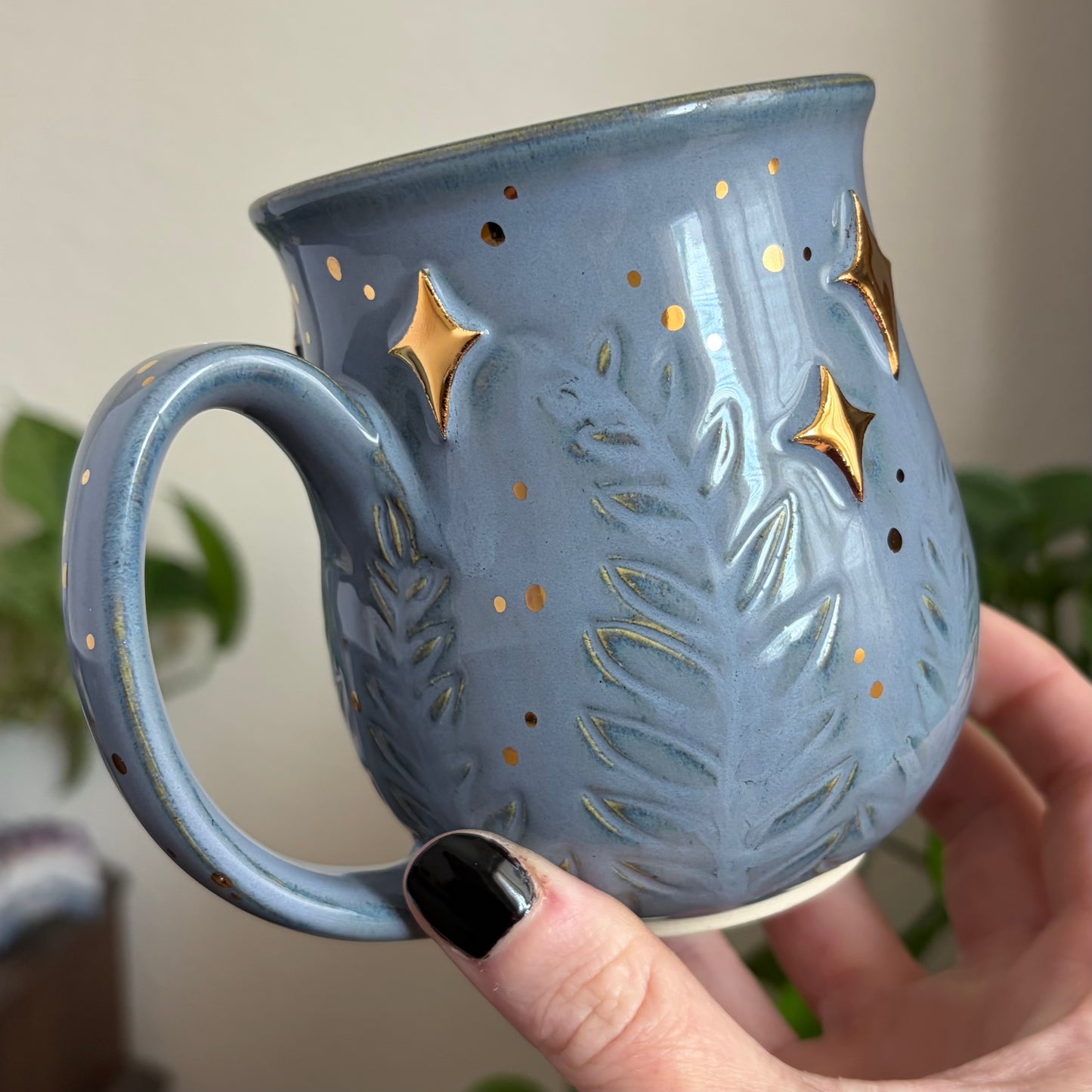 Moonlit Fern Mug • Blue Glaze • 15 fl oz