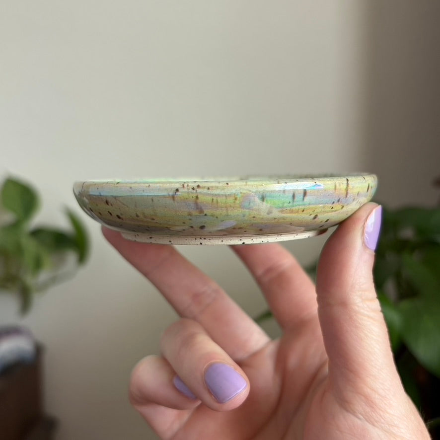 Crescent Moon Ring Bowl • Aura Meadow Glaze