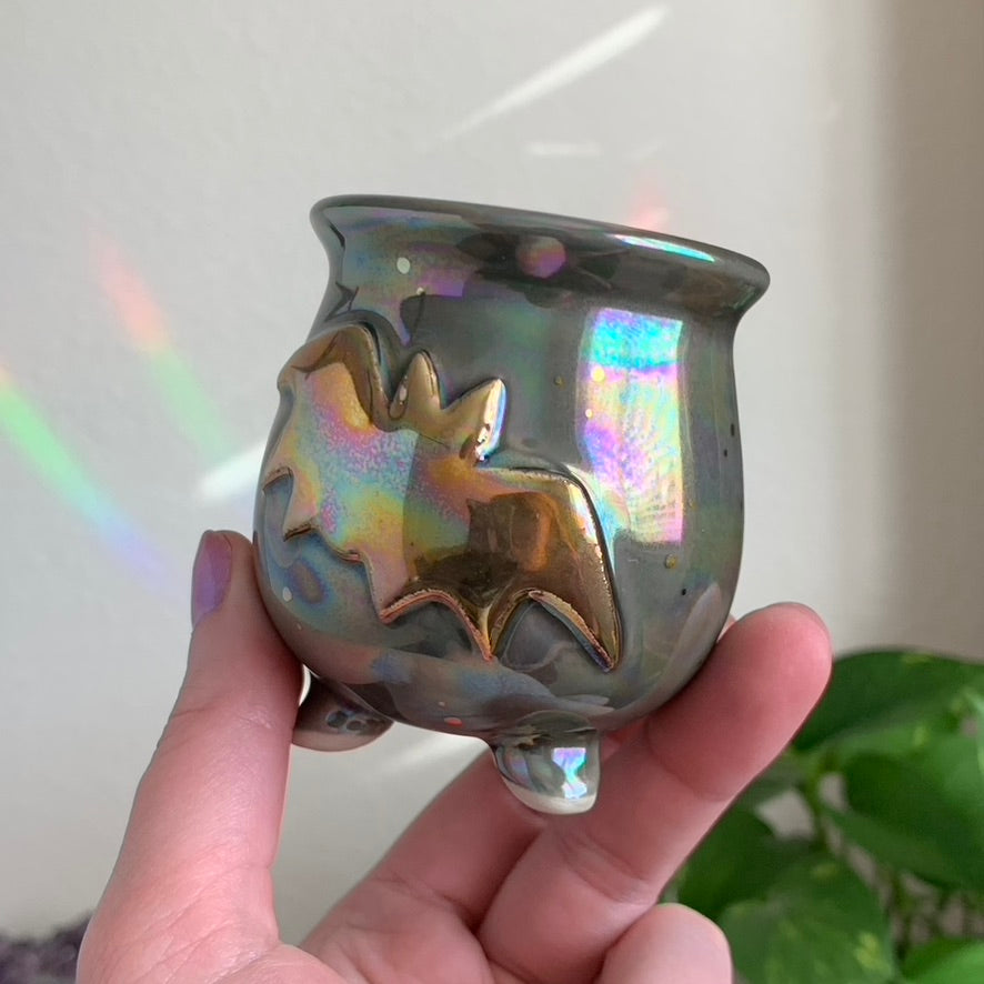 Bat Mini Ritual Cauldron • Aura Smoke Glaze