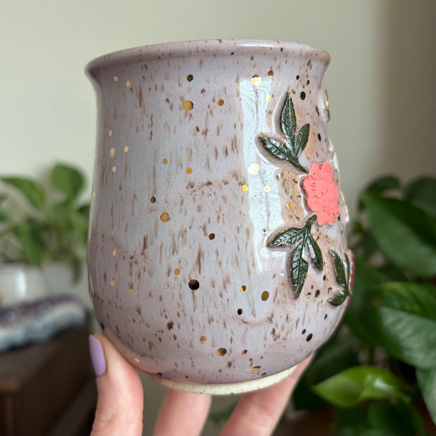 Hare + Peonies Mug • Lavender Haze Glaze • 18 fl oz