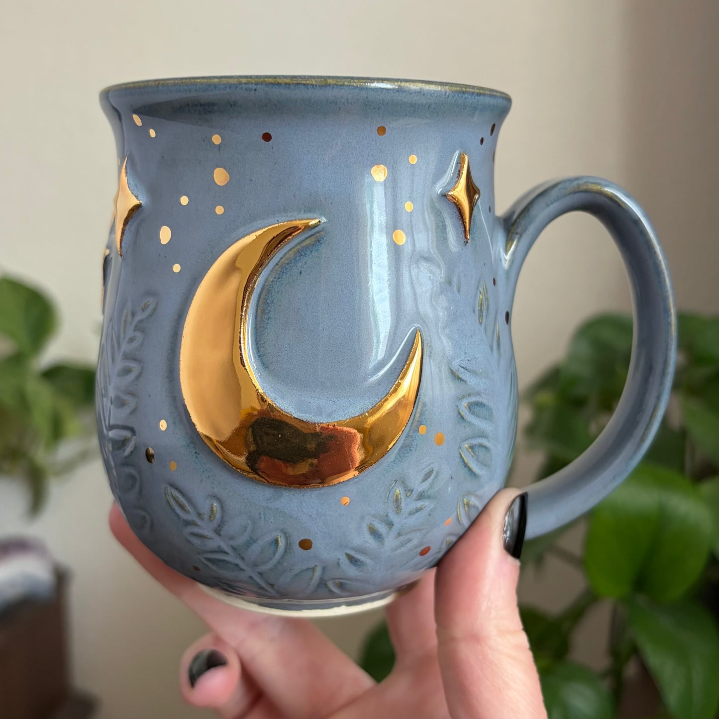 Moonlit Fern Mug • Blue Glaze • 15 fl oz