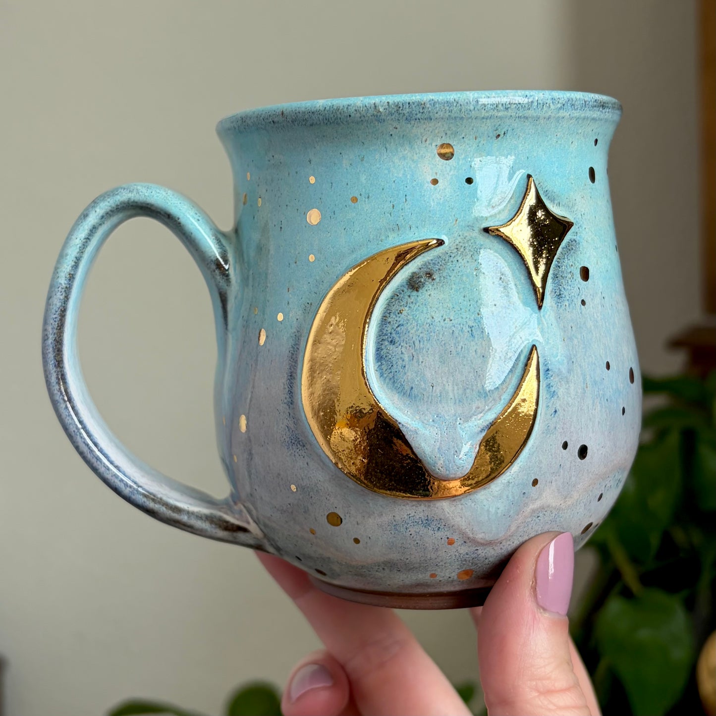 Moon + Star Mug (L) •Cotton Candy Sky Glaze • 13 fl oz