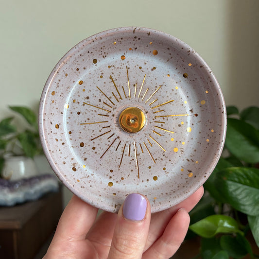 Shining Sun Incense Holder • Lavender Haze Glaze