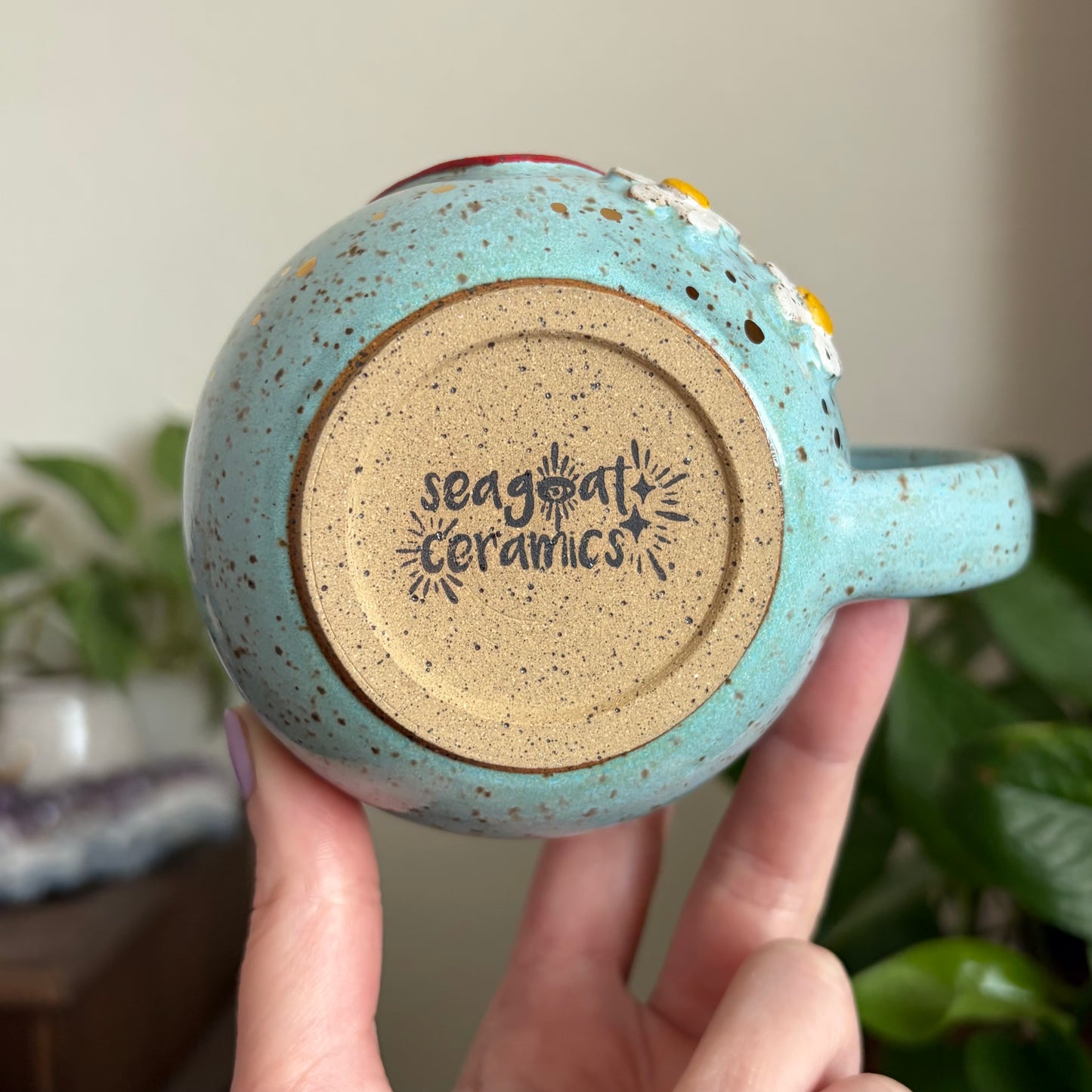 Strawberry + Flowers Mug • Sky Glaze • 15 fl oz