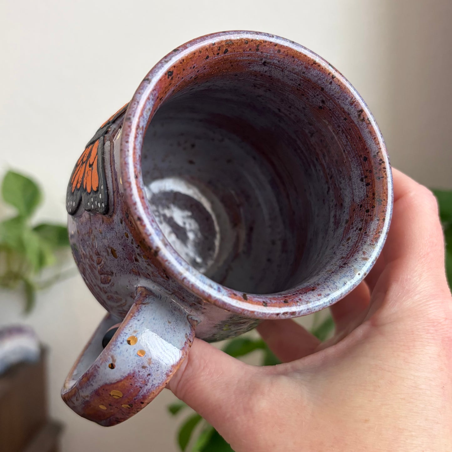 Butterfly + Ferns Cauldron Mug • Déjà Vu Glaze • 15 fl oz
