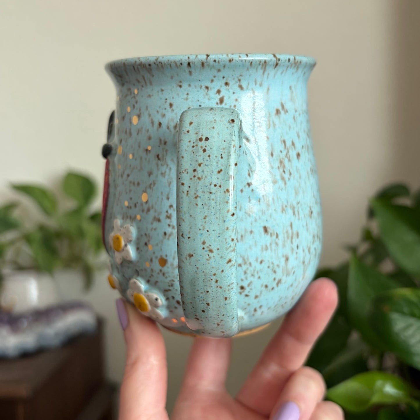 Strawberry + Flowers Mug • Sky Glaze • 15 fl oz