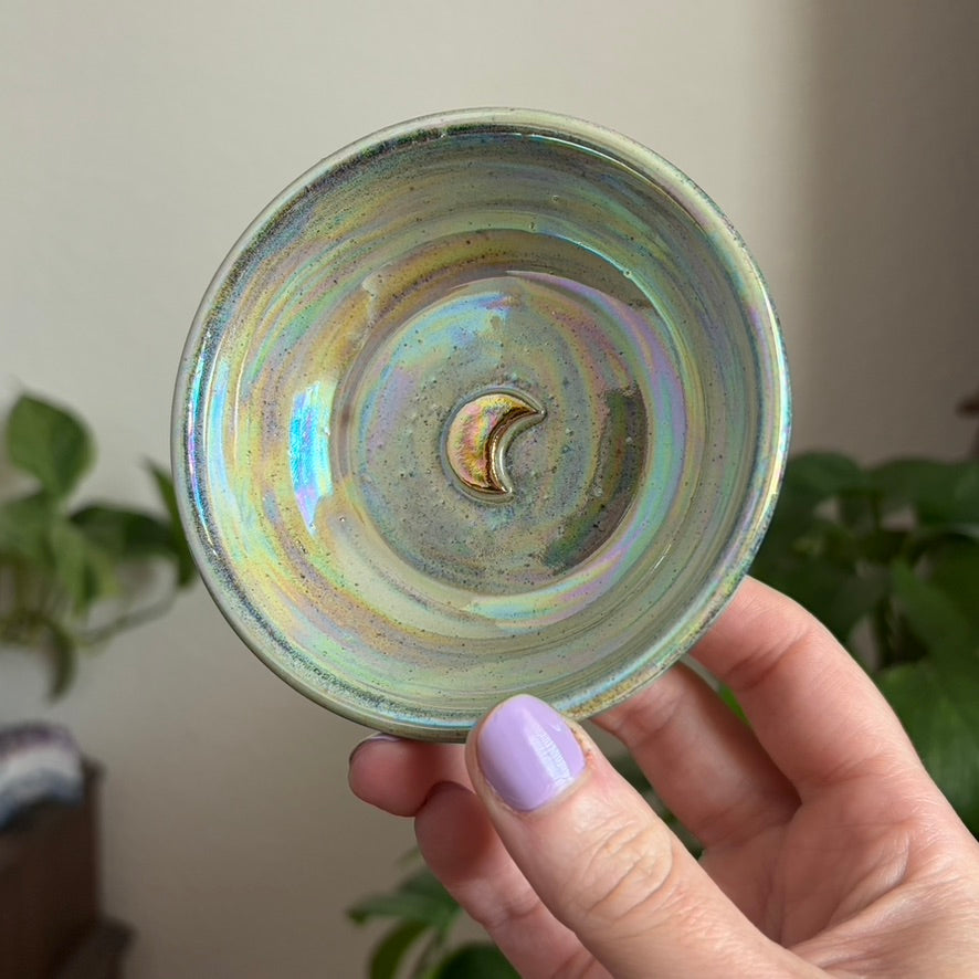 Crescent Moon Small Bowl • Aura Meadow Glaze