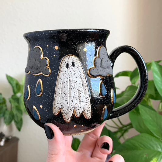 PRE-ORDER • Gloomy Ghost Mug • Raven Glaze *READ FULL DETAILS*