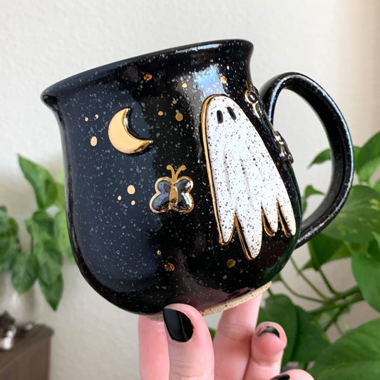 PRE-ORDER • Butterfly Ghost Mug • Raven Glaze *READ FULL DETAILS*